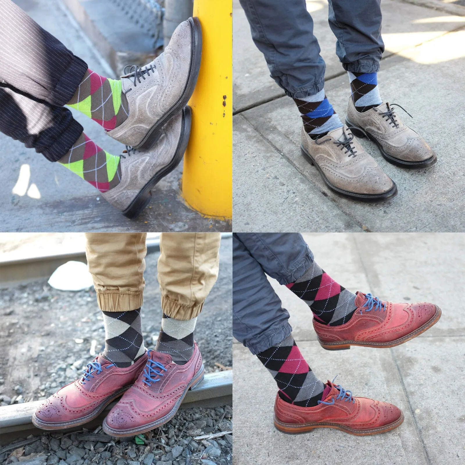 12 Pairs Assorted Argyle Casual Dress Socks