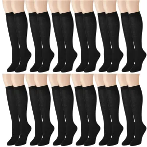 12 Pairs Women Knee High Over the Calf Socks - Black