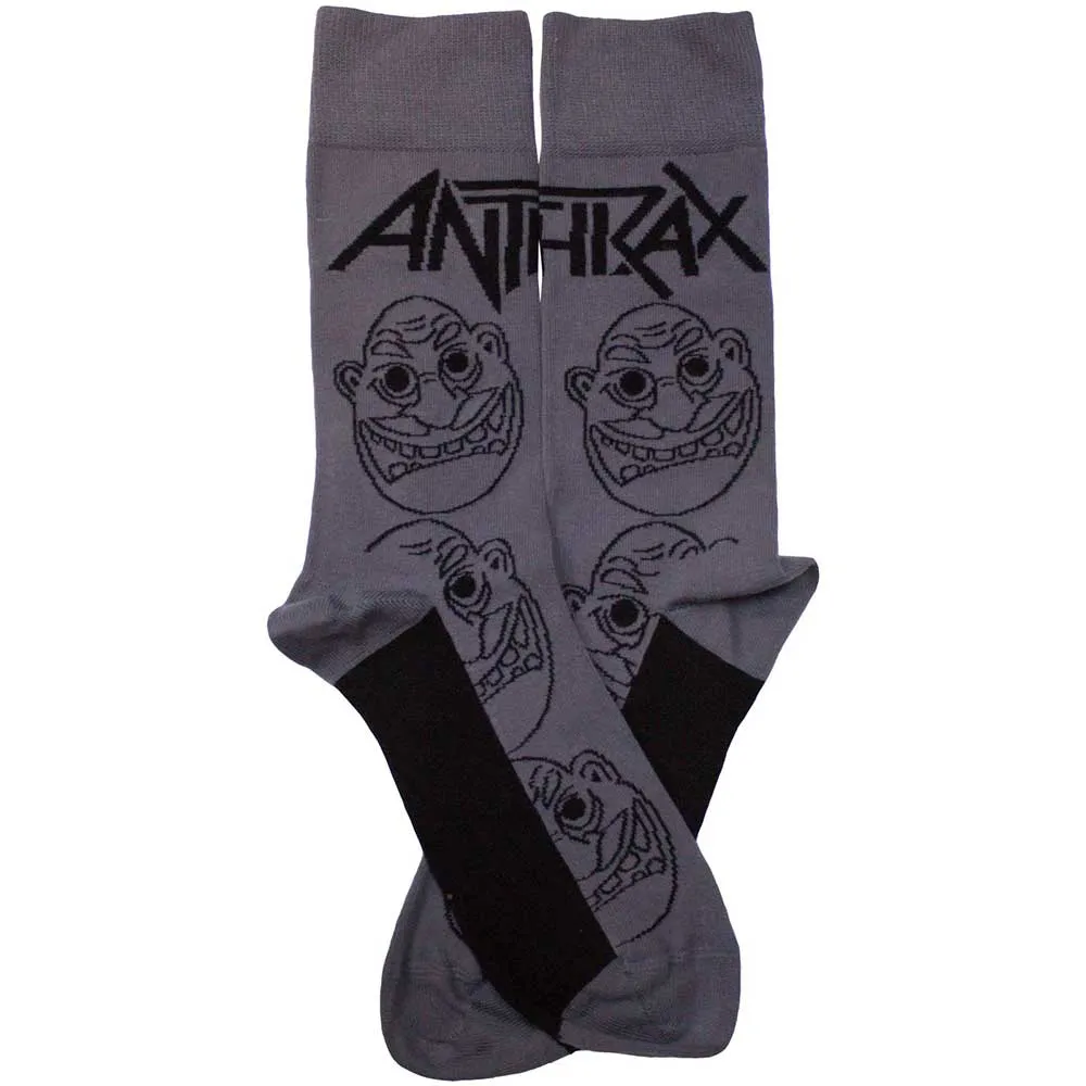 Anthrax Unisex Ankle Socks: Faces Pattern Mono (UK Size 7 - 11)