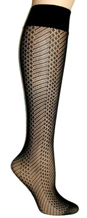 Black Oslo Textured Knee High Trouser Socks (Women's)