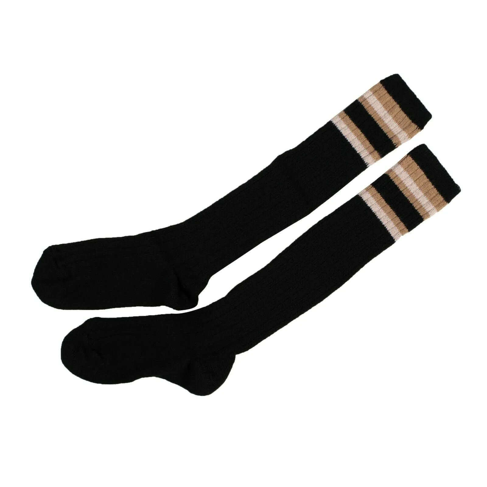 Black Ribbed Stiped Knee High Socks