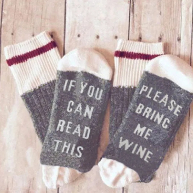 Custom wine socks If You can read this Bring Me a Glass of Wine Socks autumn spring fall 2017 new arrival