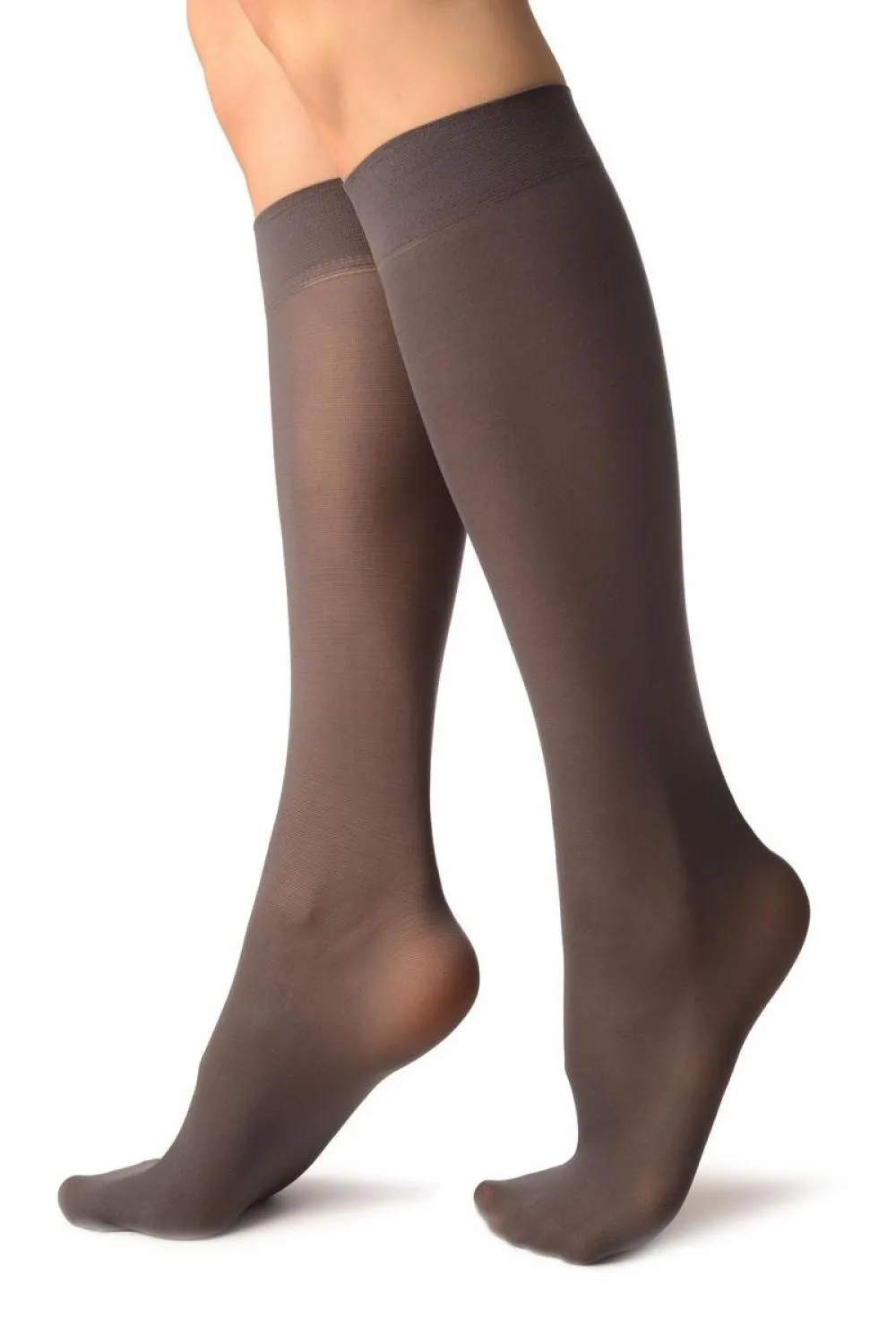 Dark Grey Plain Socks Knee High