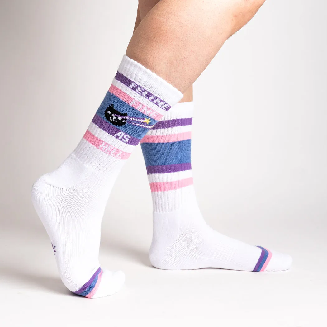 Feline Fine as Hell Unisex Athletic Crew Socks