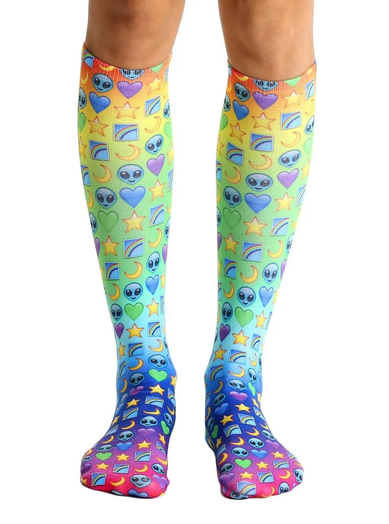Galaxy Emoji Knee High Socks (Unisex)