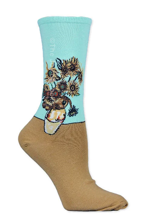 Green Van Gogh Sunflower Socks (Women's)