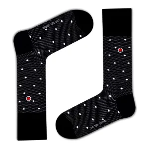 Love Sock Company Funky Patterned Fun Men's Dress Socks Polka Night Black (M)