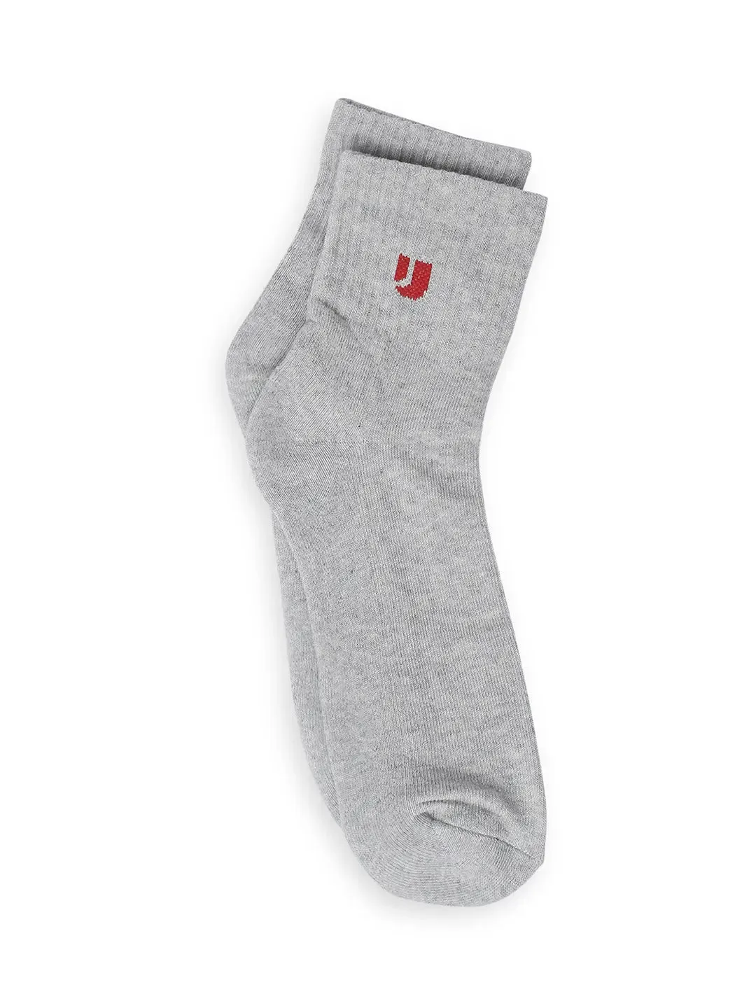 Men Grey Melange & Black Cotton Blend Ankle Length Socks - Pack Of 2 - Underjeans By Spykar