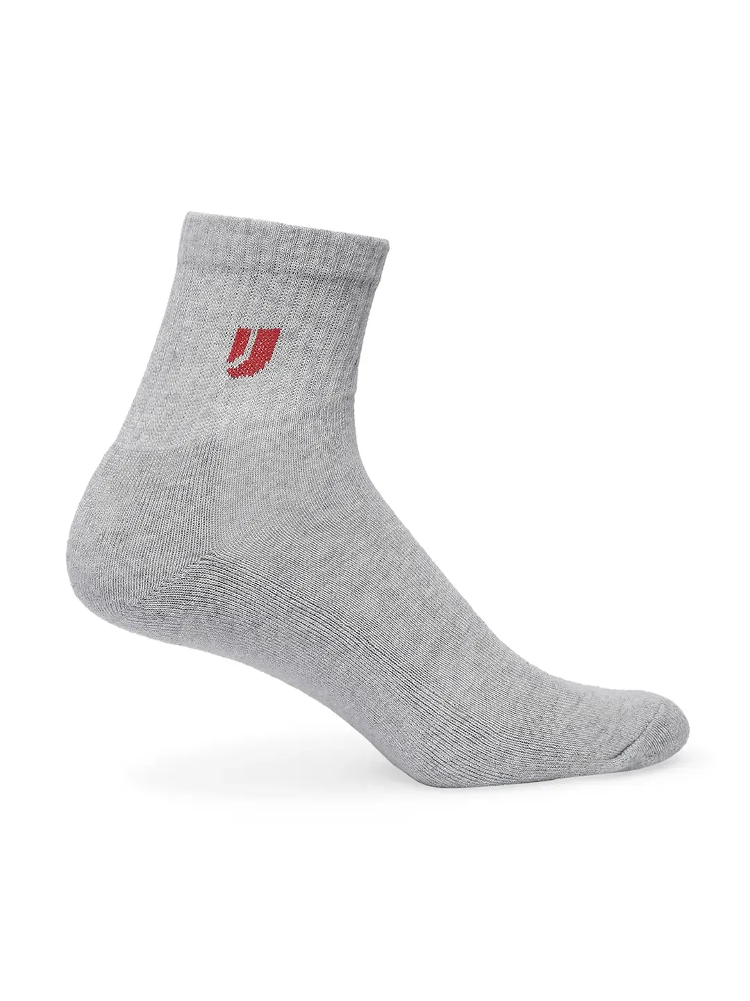 Men Grey Melange & Black Cotton Blend Ankle Length Socks - Pack Of 2 - Underjeans By Spykar