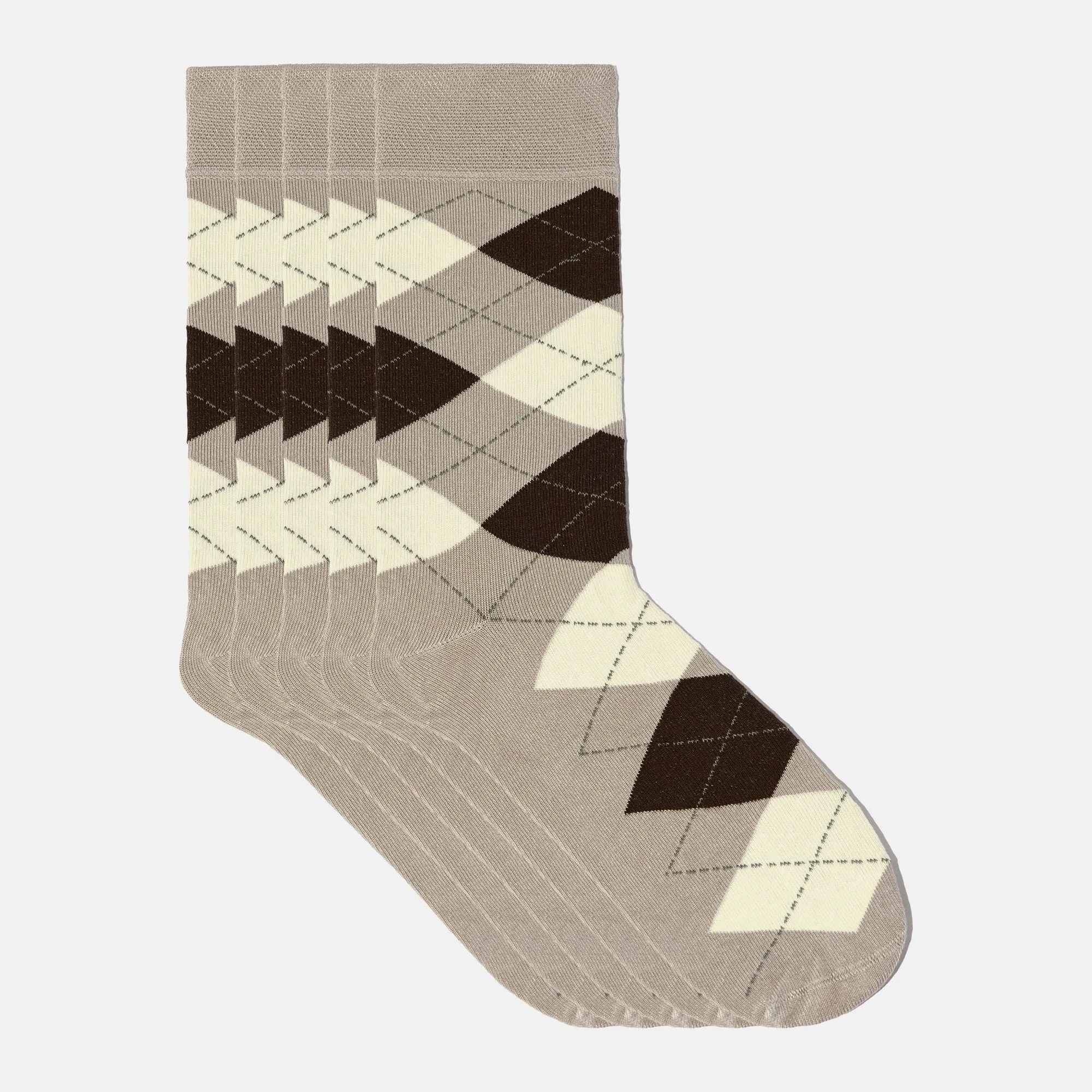 Men's Bamboo Dress Socks • Argyle Pack of 1/3/5 Pairs • Camel Khaki