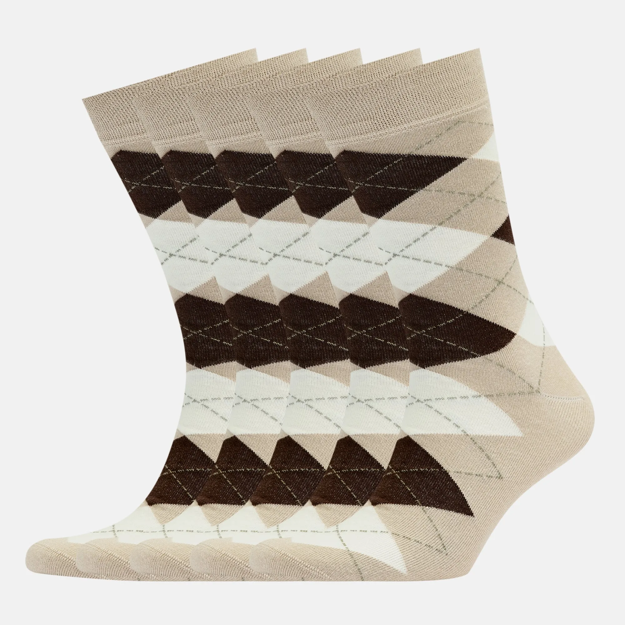 Men's Bamboo Dress Socks • Argyle Pack of 1/3/5 Pairs • Camel Khaki