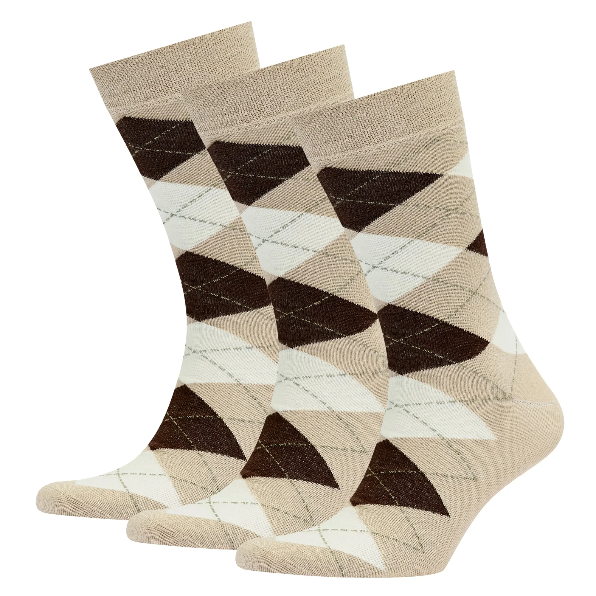 Men's Bamboo Dress Socks • Argyle Pack of 1/3/5 Pairs • Camel Khaki