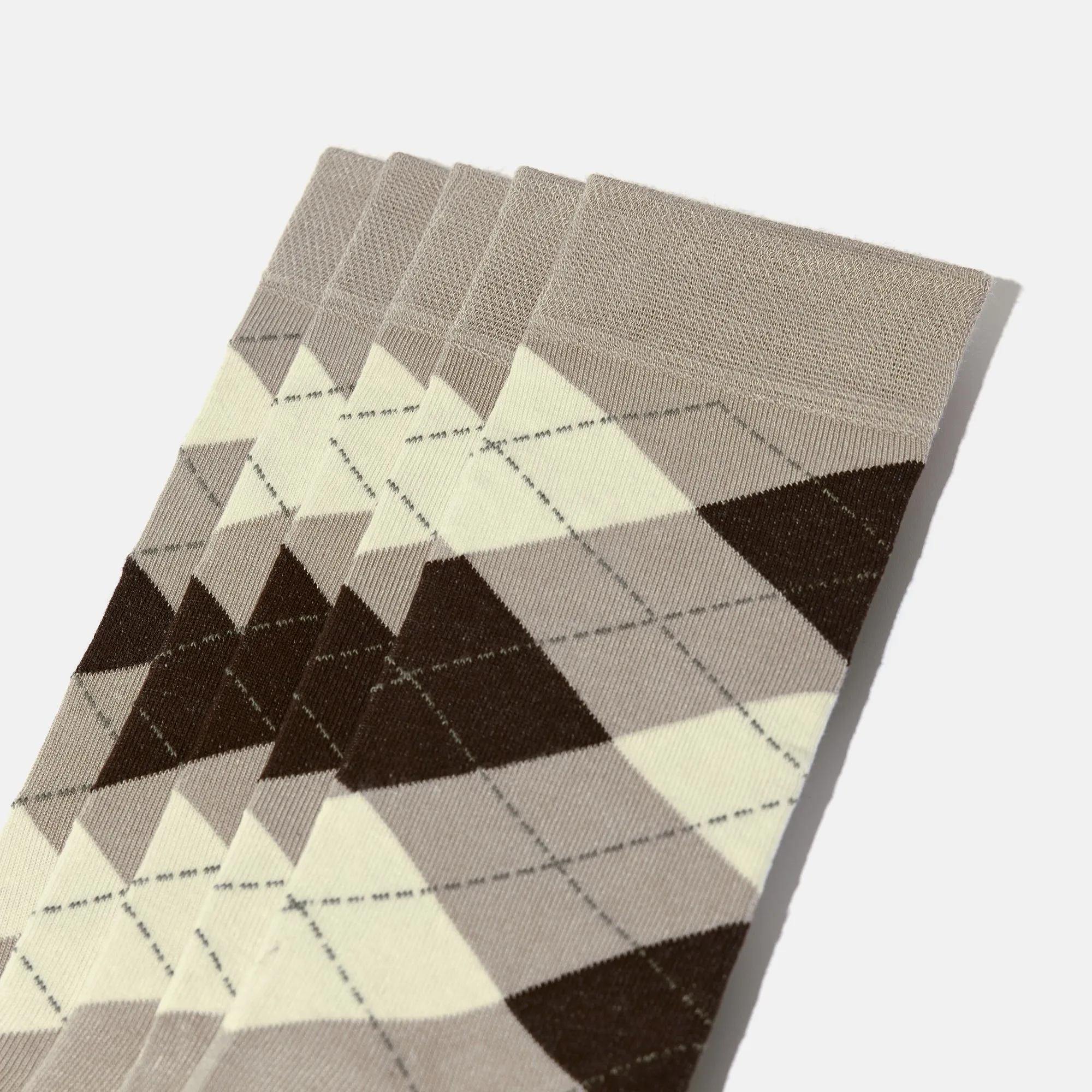 Men's Bamboo Dress Socks • Argyle Pack of 1/3/5 Pairs • Camel Khaki