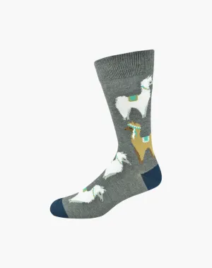 MENS LLAMA  DRAMA BAMBOO SOCK - KING SIZE