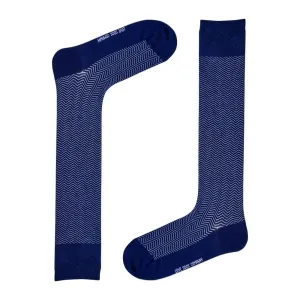Men's Navy Blue Over The Calf Dress Socks Love Sock Company Knee High Chevron (M)