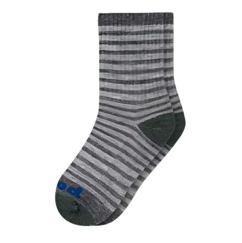 Pacas Kids' Crew Socks - Charcoal/ Gray Stripes