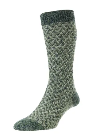Seaweed Rhos Recycled Cotton Ribbed Socks