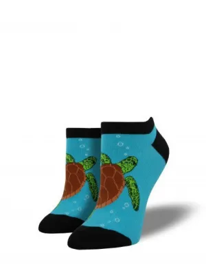 Shortie Bright Blue Turtley Ankle Socks (Women's)
