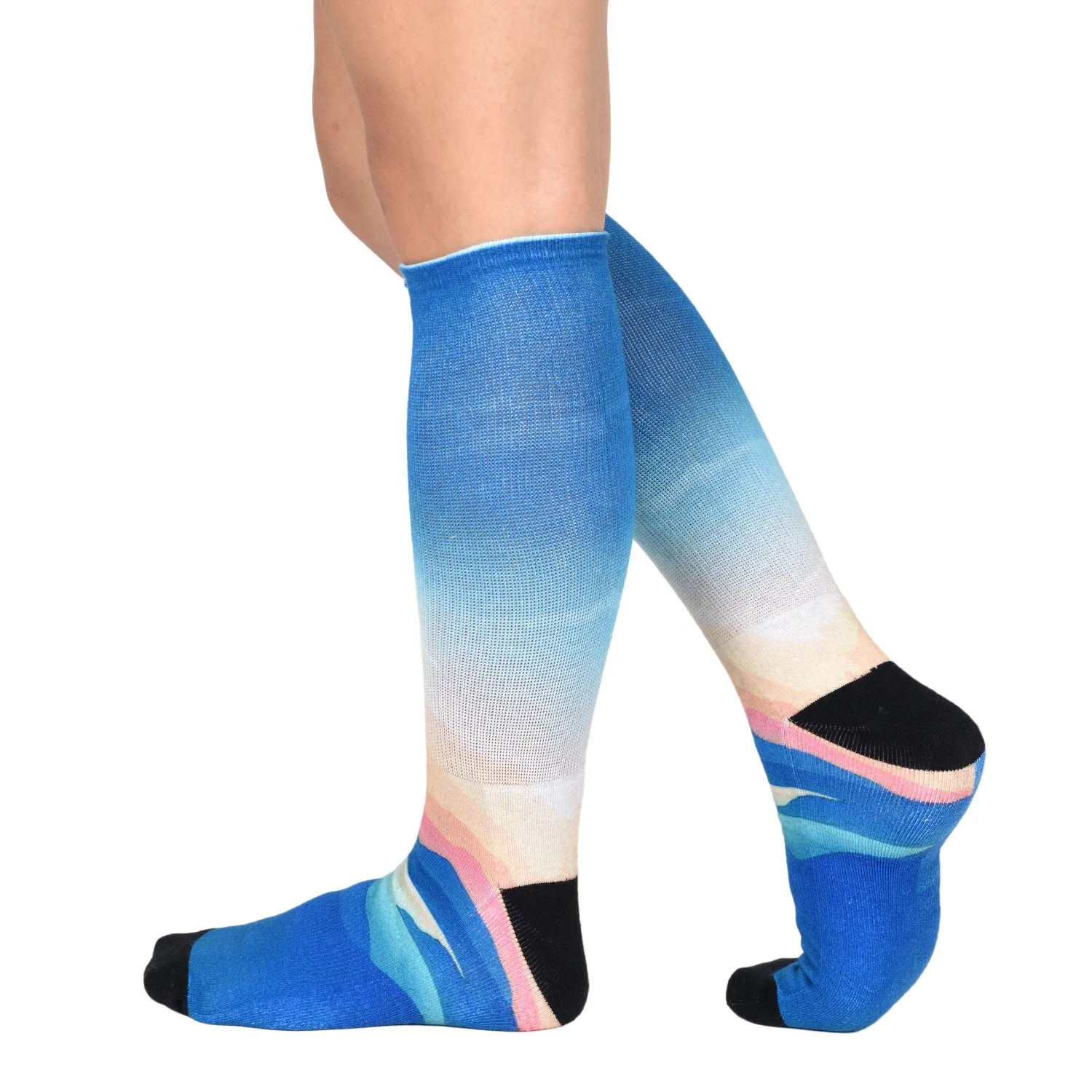 Sierra Socks Sunrise Pattern CoolMax Socks, Nature Collection for Men & Women Eco-Friendly Colorful Crew Socks