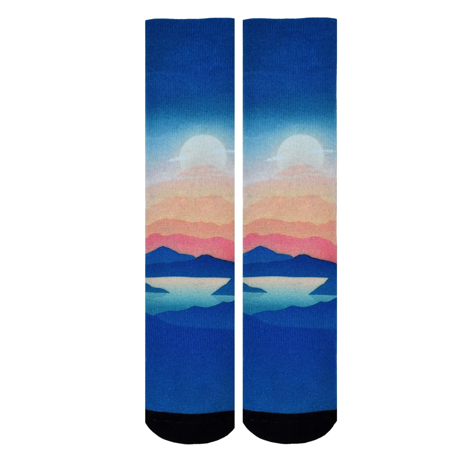 Sierra Socks Sunrise Pattern CoolMax Socks, Nature Collection for Men & Women Eco-Friendly Colorful Crew Socks