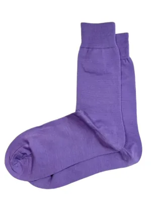 Solid Violet Cotton Dress Socks By Paul Malone