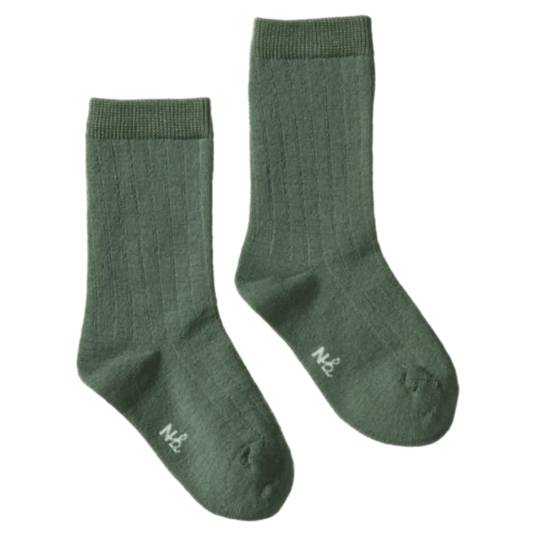 Wool Rib Socks - Nettle